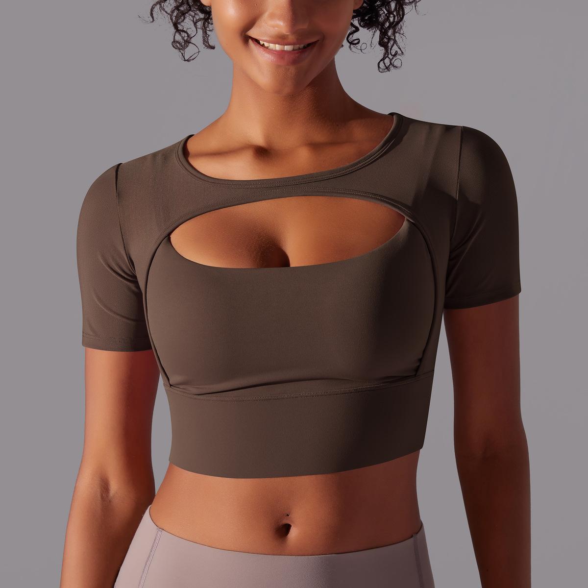 Sexy Spliced Mesh Running Fitness Yoga Top