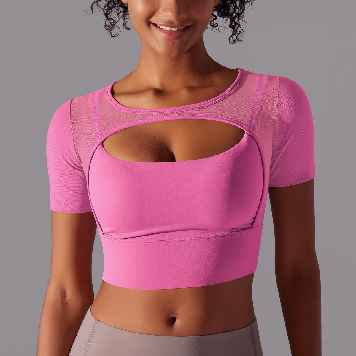 Sexy Spliced Mesh Running Fitness Yoga Top