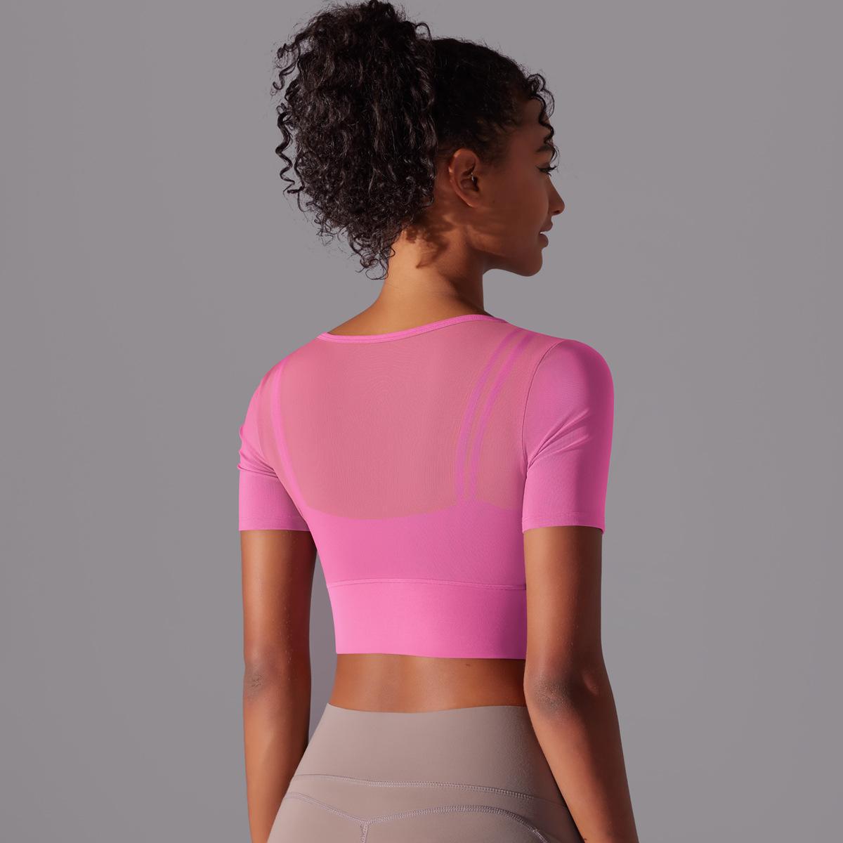 Sexy Spliced Mesh Running Fitness Yoga Top