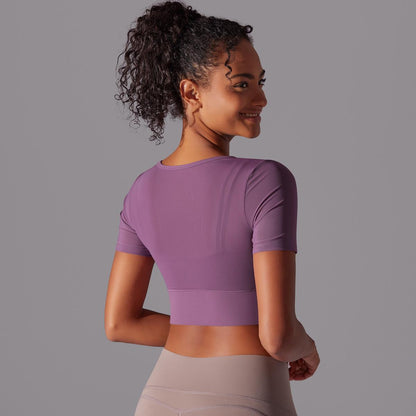 Sexy Spliced Mesh Running Fitness Yoga Top