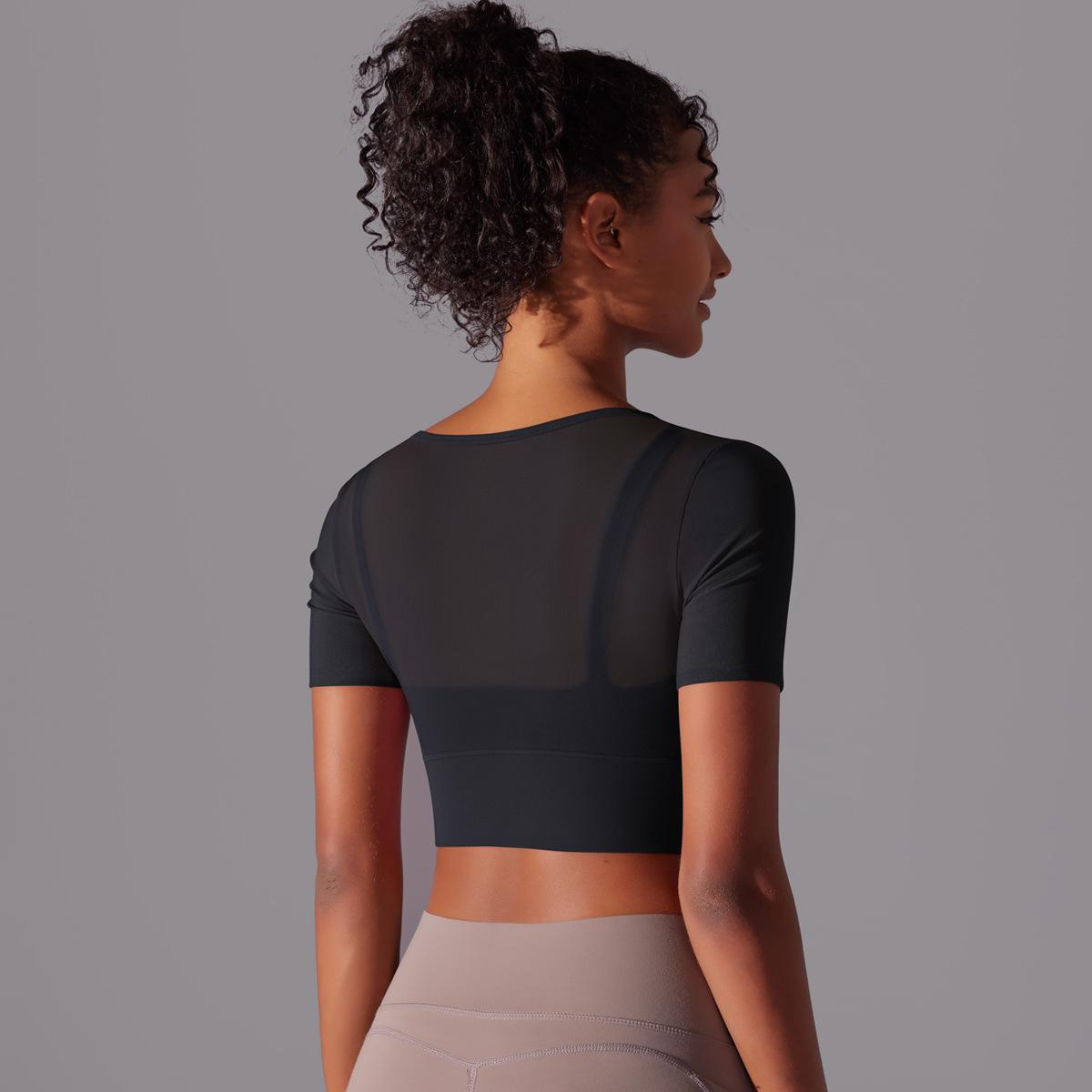 Sexy Spliced Mesh Running Fitness Yoga Top