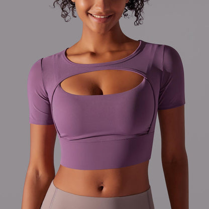 Sexy Spliced Mesh Running Fitness Yoga Top