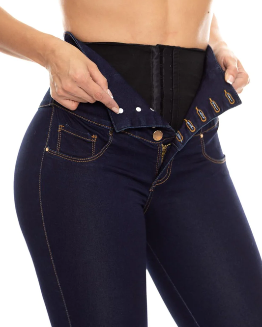 Jeans colombianos de cintura alta con faja interna